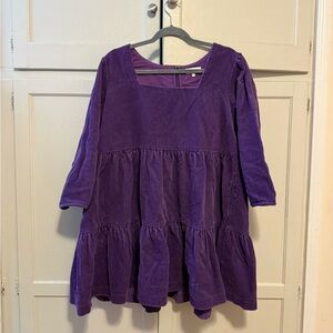 Purple corduroy tiered babydoll dress XL